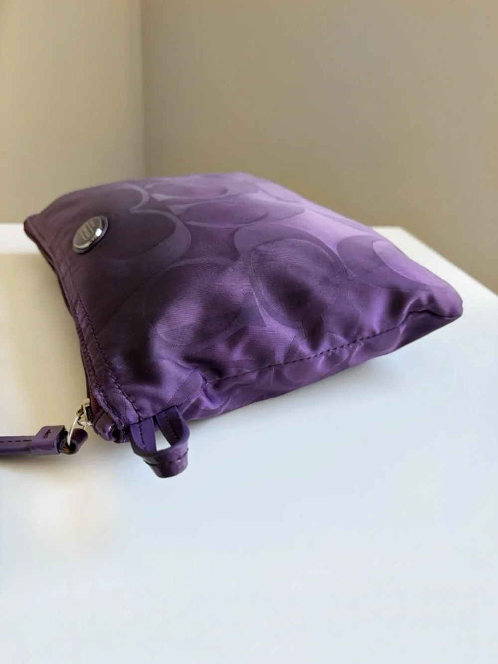 COACH Purple Signature Nylon Pouch